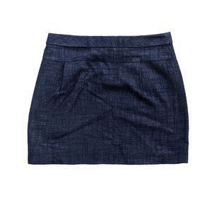 Navy Blue J Crew Tweed Mini Skirt Metallic Gold